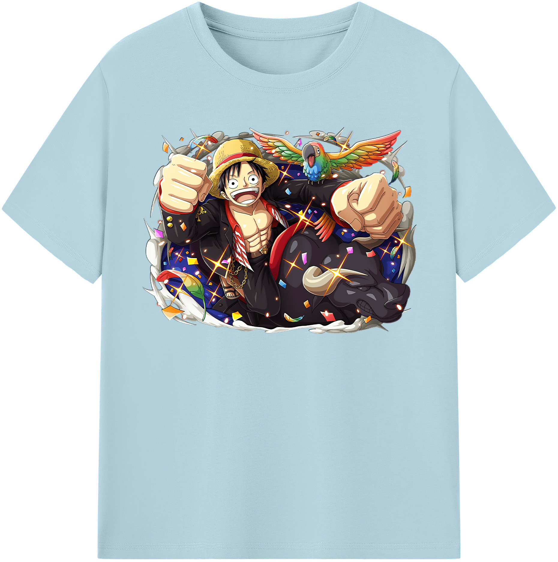 ワンピース モンキー・D・ルフィ ONE PIECE Monkey D. Luffy 綿100％半袖Tシャツ（フロントプリント）